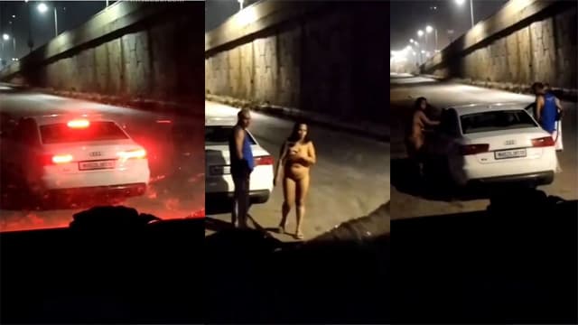 Indian Cheating Wife With – Her Driver on The Road